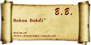 Bokse Bekő névjegykártya